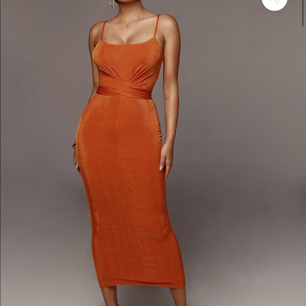 Orange front tie dress